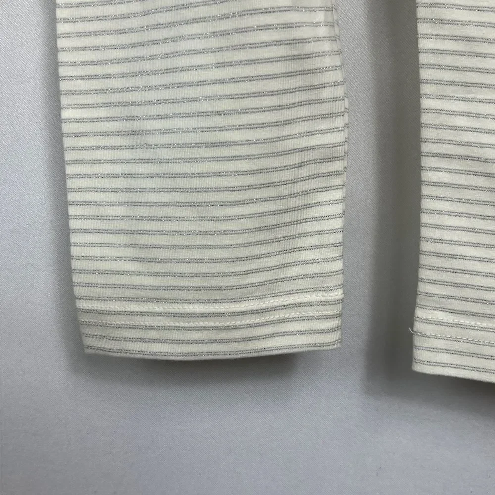 Tea Collection Cream and metallic silver striped leggings New size 6